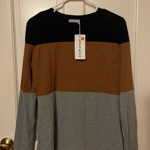 Black, Brown, and Gray Long Sleeve Top